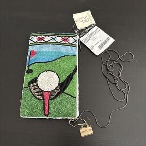 Mary Frances Golf Ball Golf Course Beaded Crossbody Handbag Bag Sport NEW RARE